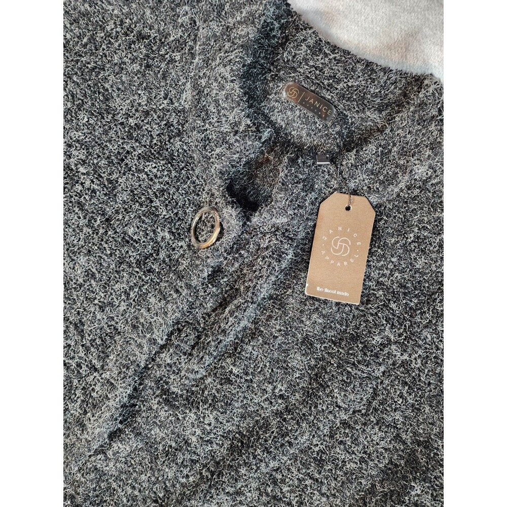 Janice Apparel Marled Sweater Coat Black NWT Women's Cardigan Open Front